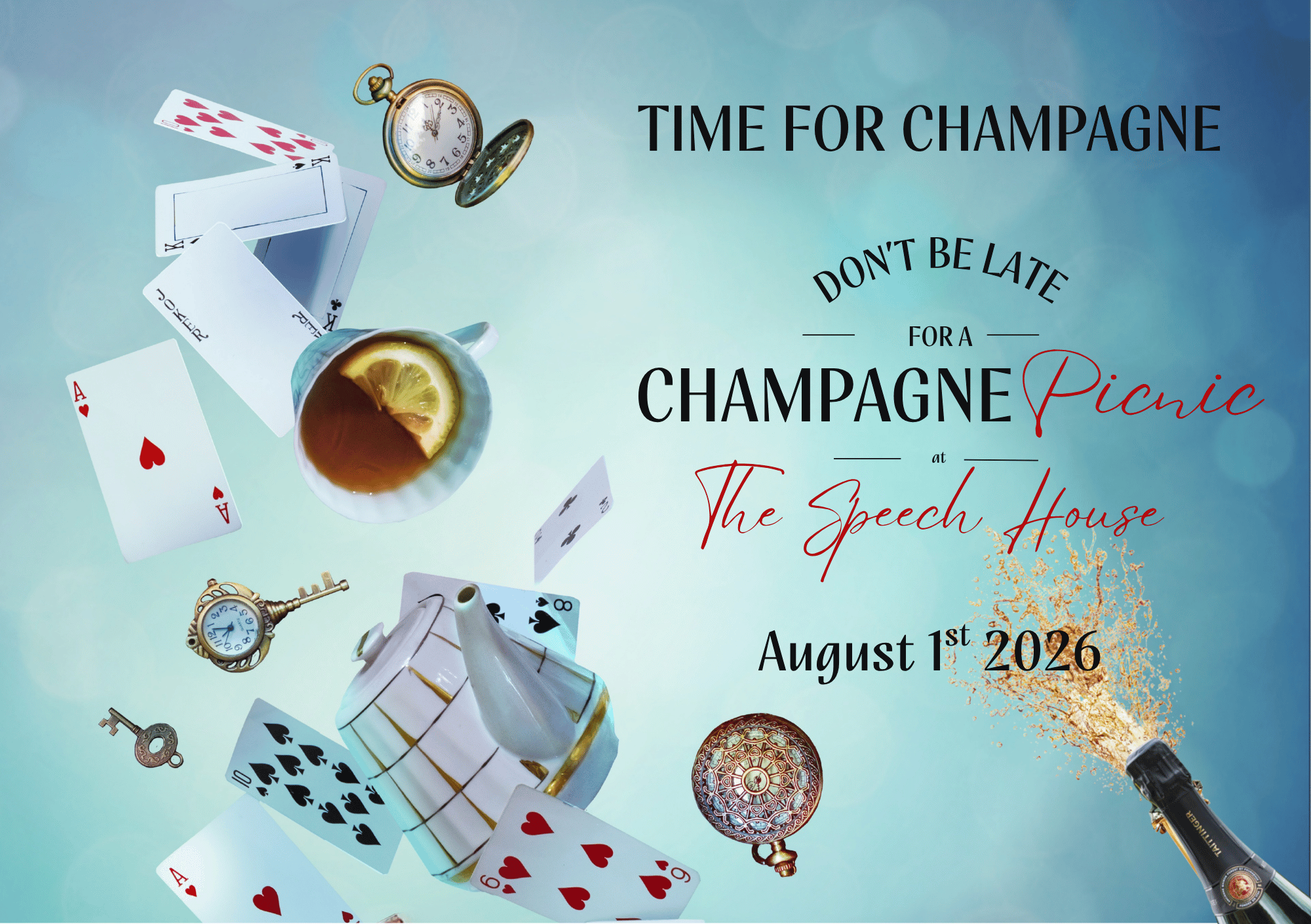 Champagne Picnic invitation at The Speech House - August 1st